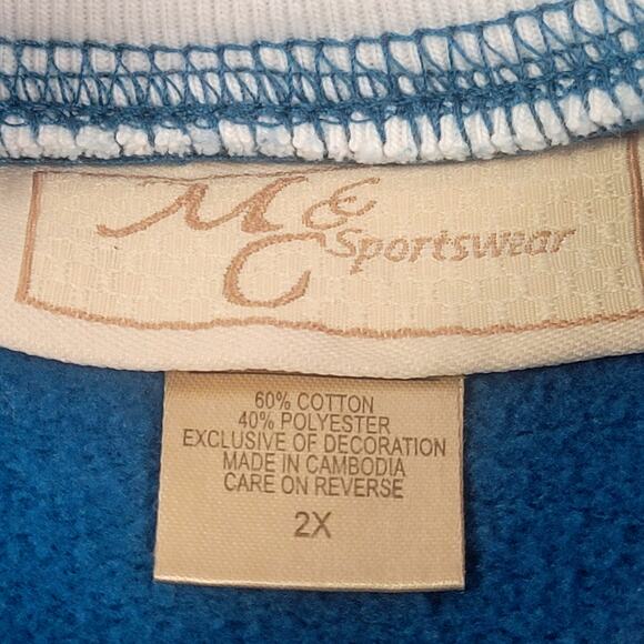 M&C Vintage Double Collar Snowflake Sweatshirt - Teal - Size 2X - Picture 3 of 6